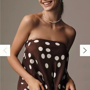 Anthropologie Brown and White Polka Dot Top